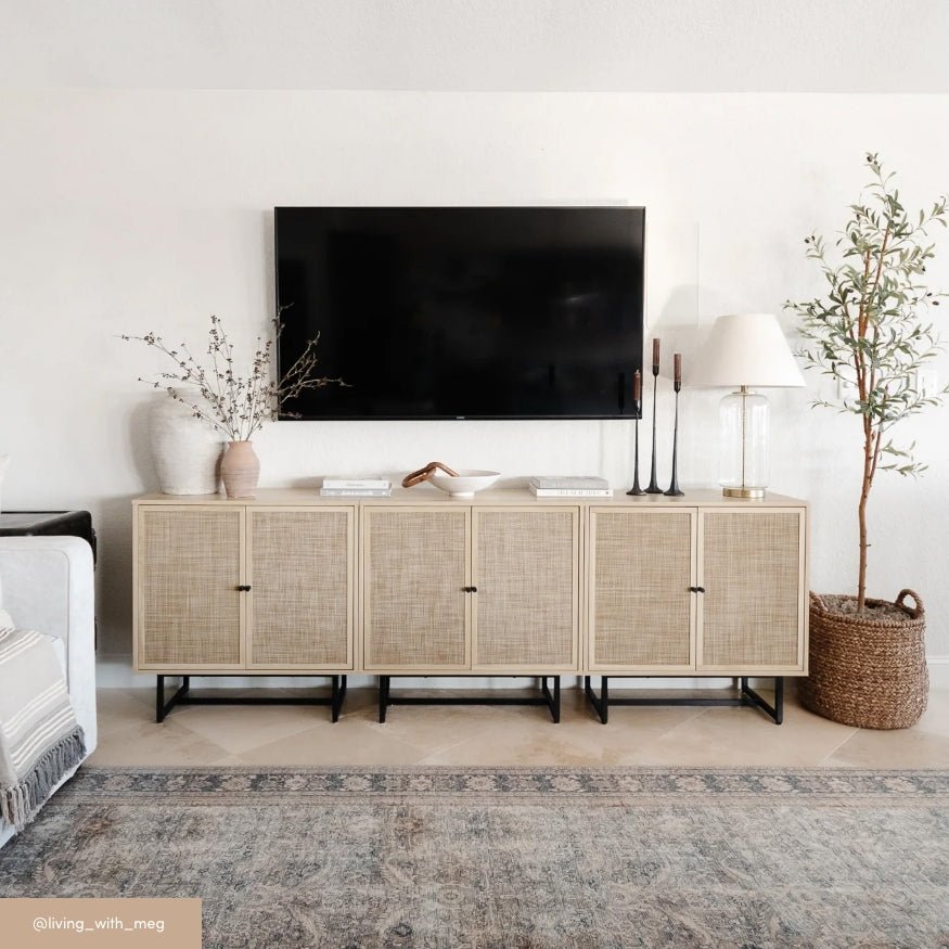 Kova storage cabinet styled in a customer's home