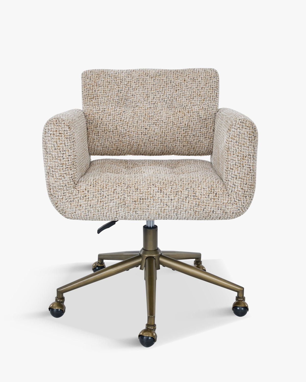 Valeria desk chair in brown speckled tweed with floating backrest