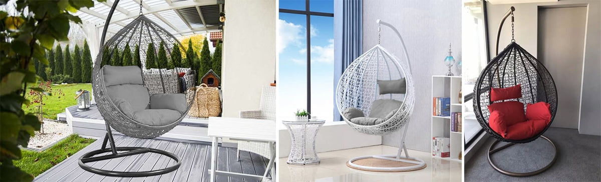 Egg hanging chair with stand, grey – image 10