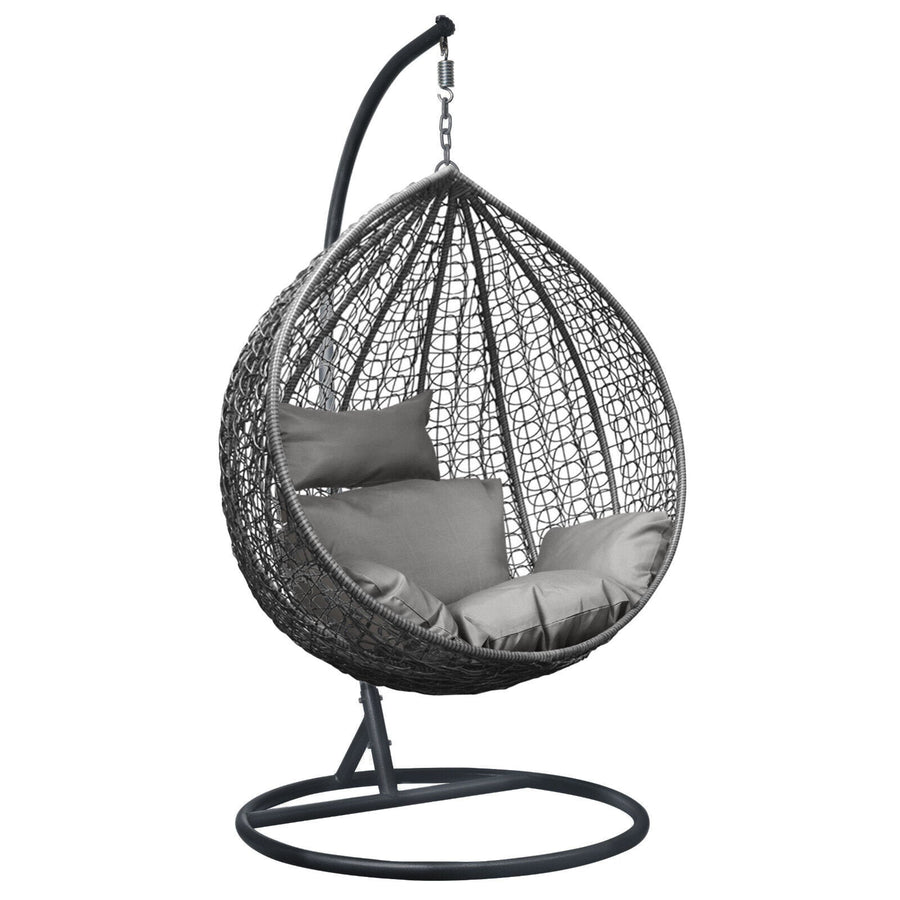 Egg hanging chair with stand, grey – image 12