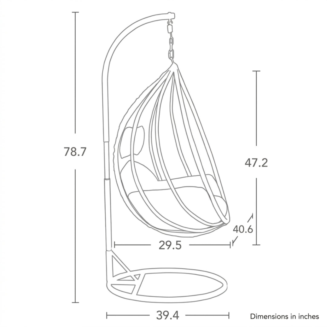 Egg Hanging Chair with Stand, Grey