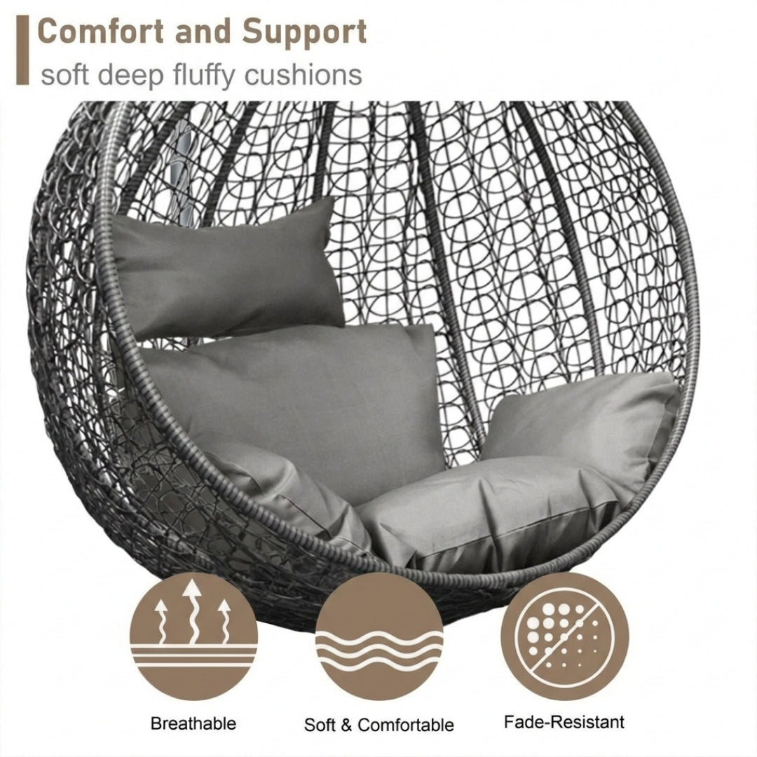 Egg Hanging Chair with Stand, Grey